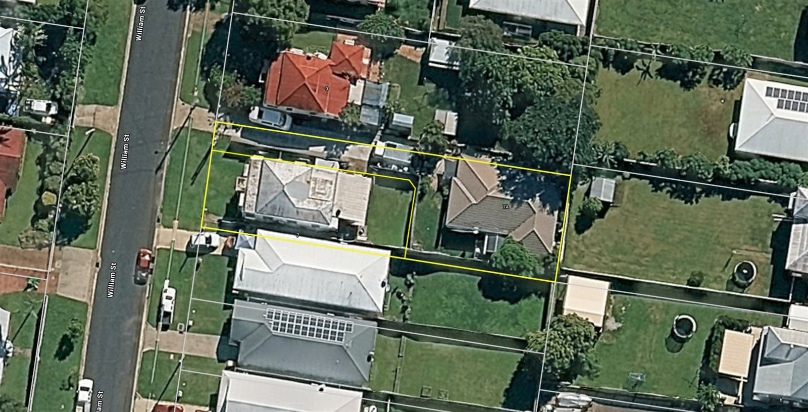Aerial view of the block showing the two title boundaries